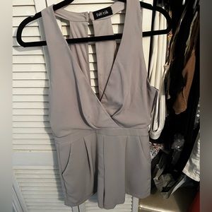 Low cut gray romper